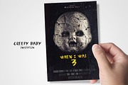 Creepy Baby Doll Invitation, an Invitation Template by 1208designs (Thumbnail 1 of 6)
