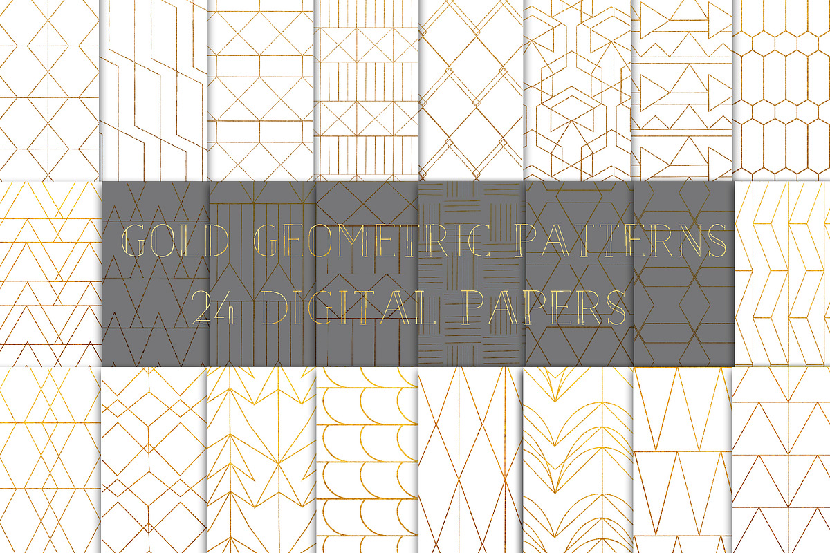Gold geometric patterns, a Pattern Graphic by GraphicRain