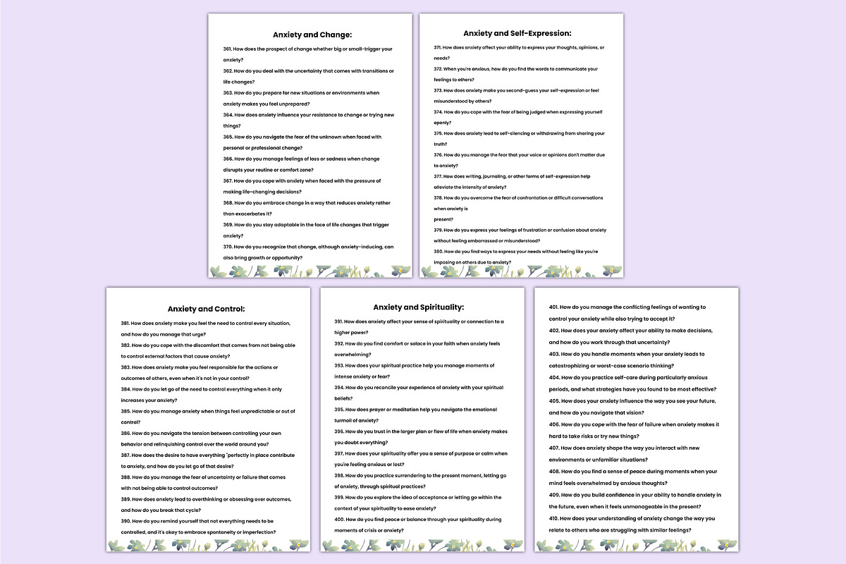 400+ Deep Anxiety Prompts For Canva, a Stationery Template by Shumaya (Photo 5 of 6)
