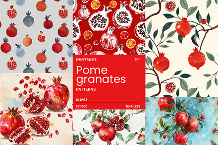 Pomegranates Seamless Patterns, a Pattern Graphic by Ninterints