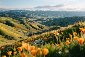 Vibrant flowers in a scenic landscape, a Nature Photo by AlyaAnd