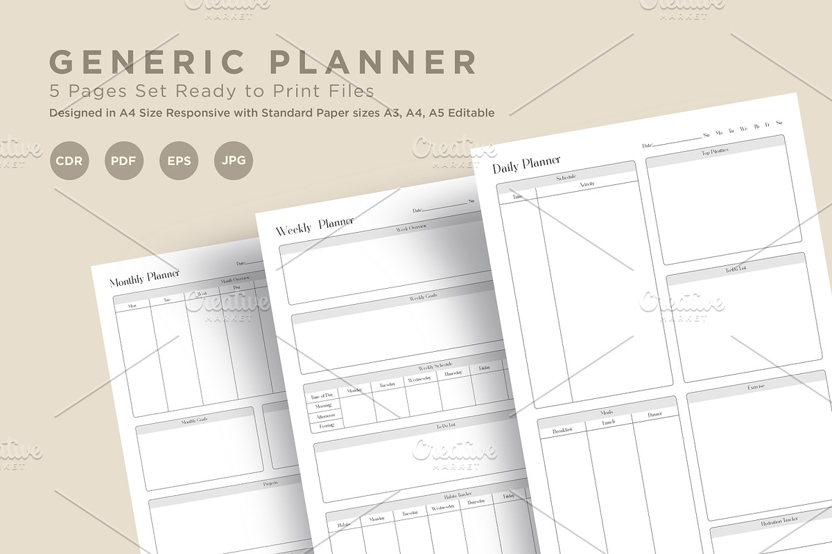 Generic Planning Pages Set V-15, a Stationery Template by shahsoft (Photo 1 of 3)