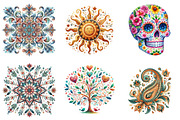 Folk Motifs Compositions Summer PNG, an Illustration by DreamArtGraphic (Thumbnail 2 of 4)