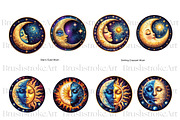 Mystical Moon Clipart, Celestial Sun, a Decorative Illustration by BrushstrokeArtGB (Thumbnail 4 of 9)