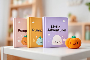 Colorful children's books and a cute toy on a table in a bright room with cheer, a Photo by AlyaAnd