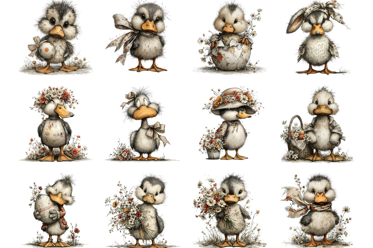 Whimsical Easter Duck Clipart, an Illustration by Designking (Photo 3 of 5)