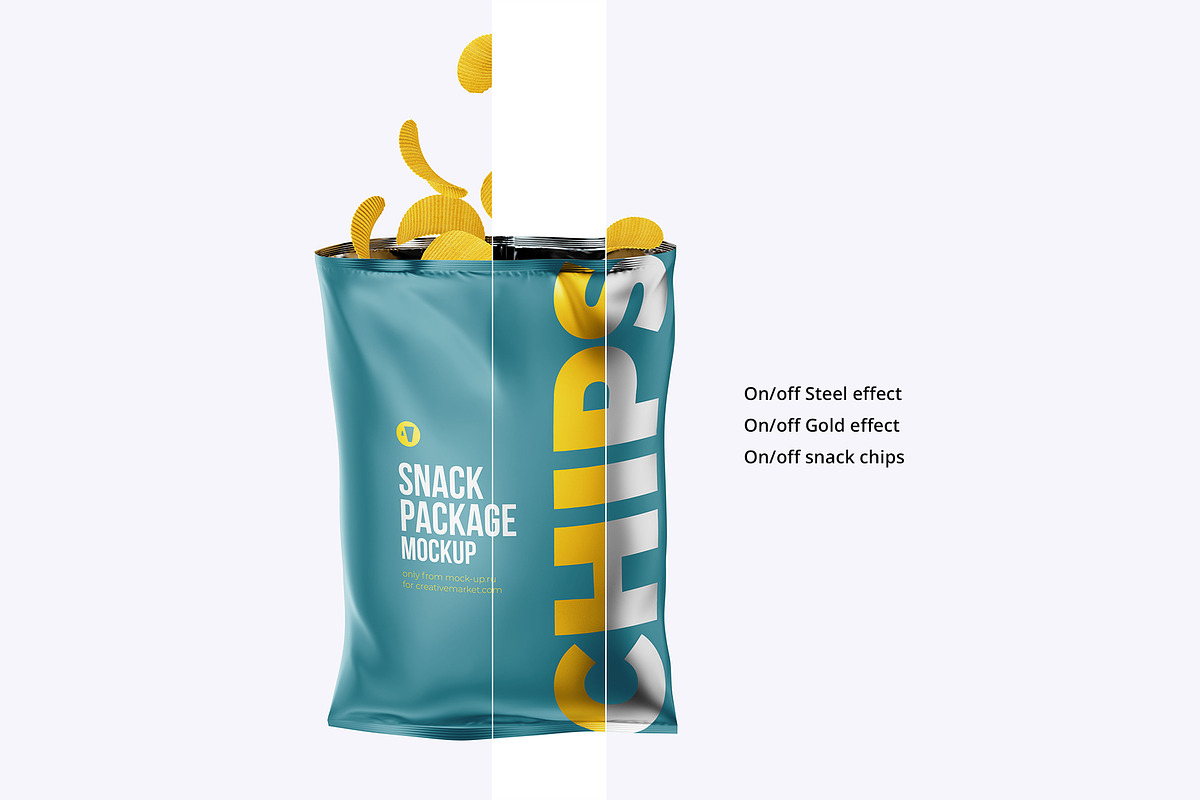 Snack Package Mockup with chips, a Packaging Mockup by easymock (Photo 6 of 7)