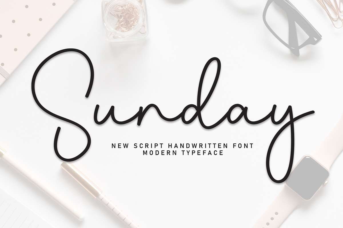 Sunday | Script Font, a Handwritten Font by Scratchones (Photo 1 of 8)