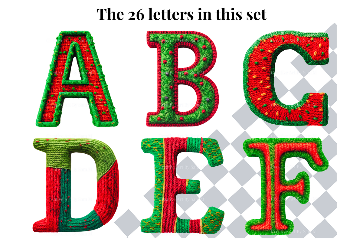 Christmas Knitted Alphabet Letters, a Decorative Illustration by Creative Art By SamM (Photo 3 of 10)