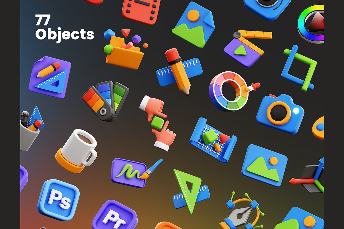Graphic Design 3D Icons, an Object 3D Model by Rakata Studio (Photo 5 of 7)