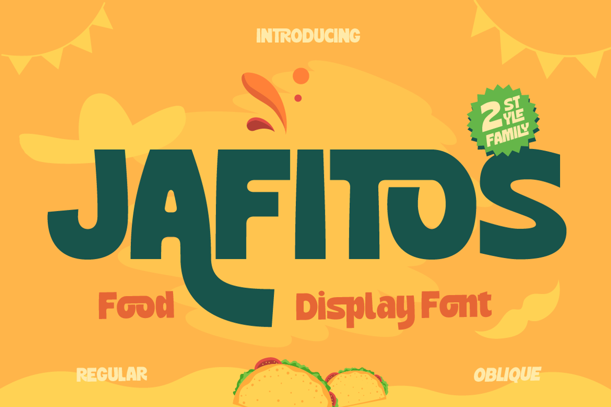 Jafitos - Food Display Font, a Sans Serif Font by Burntilldead (Photo 1 of 12)