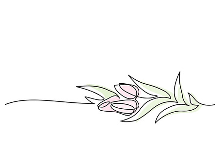 Tulips flowers decoration row border, an Object Illustration by Valenty