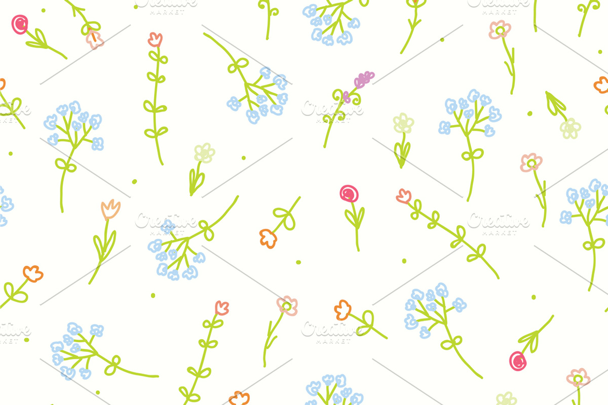 Spring floral seamless patterns set preview 5