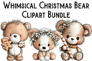 Whimsical Christmas Bear Clipart, an Illustration by Pixels.Craft (Thumbnail 1 of 6)