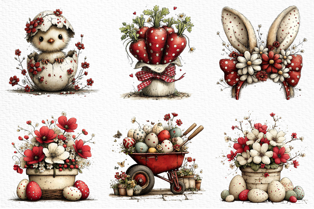 Whimsical Easter Clipart PNG, an Illustration by Craft Nest (Photo 5 of 11)