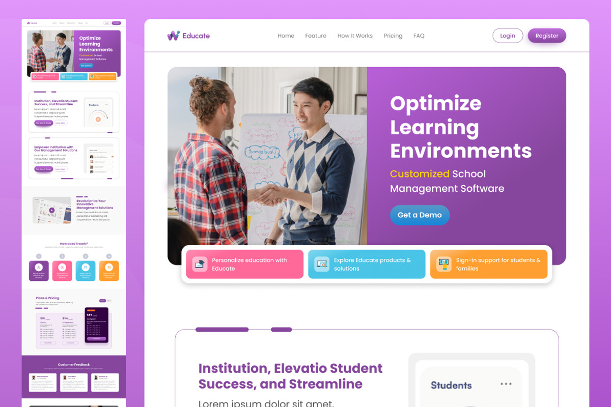 School Management Web Landing Page, a Landing Page Template by UICreative (Photo 2 of 4)