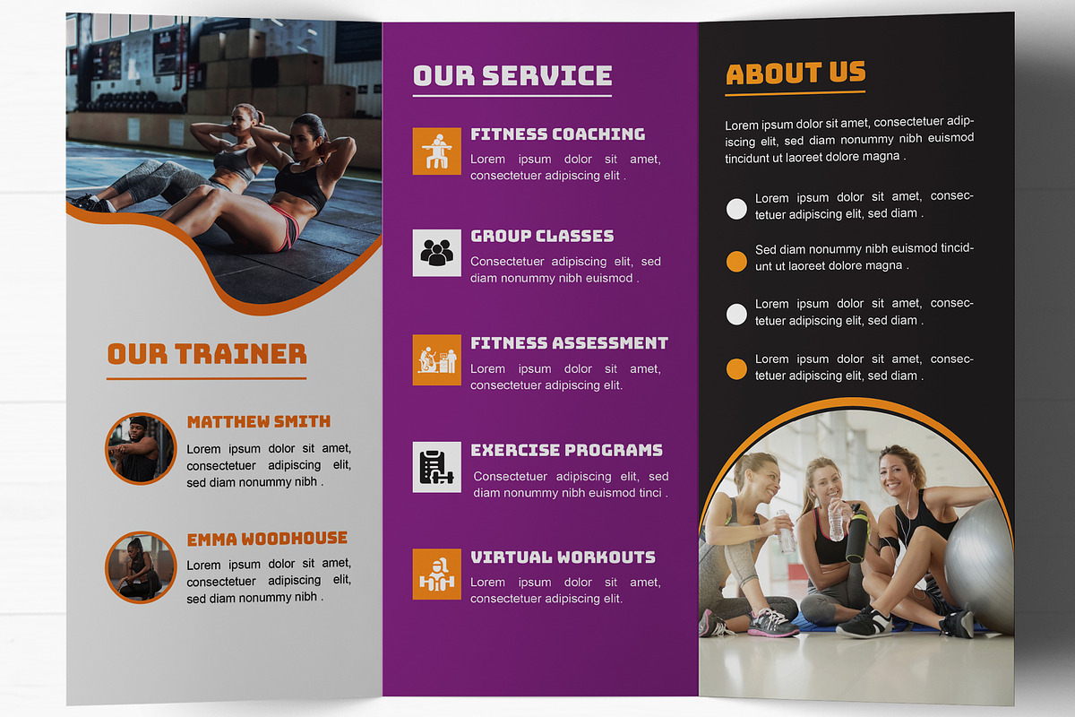 Fitness Trifold Brochure Layout, a Brochure Template by MightyDesign (Photo 7 of 7)
