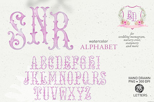 Monogram letters crest pink alphabet
