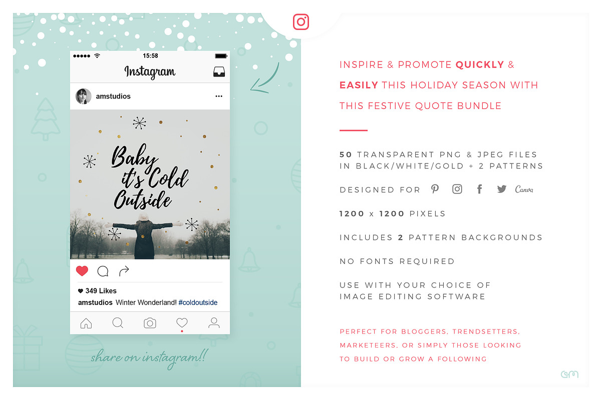 Holiday Quote Bundle, a Social Media Template by AM Studio (Photo 2 of 9)