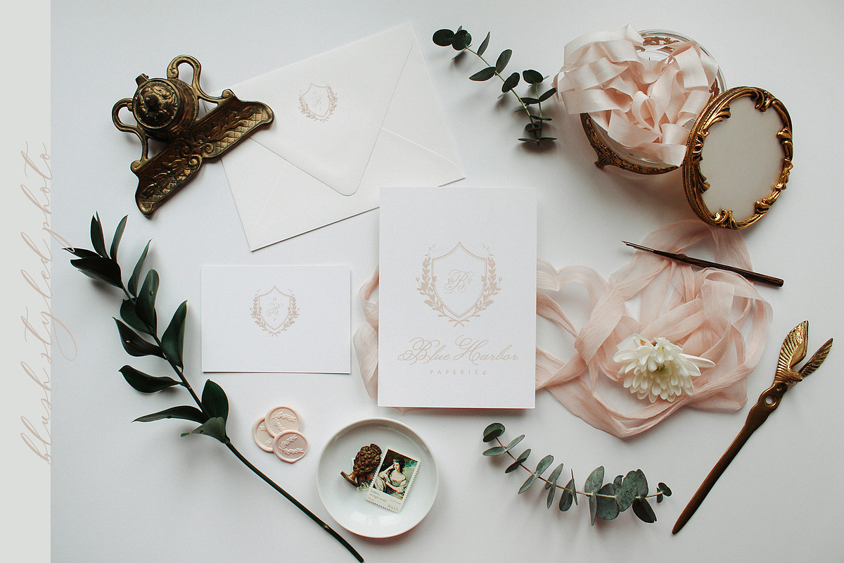 Blush Invitation Styled Photo, a Photo by BlueHarborPaperie (Photo 1 of 3)