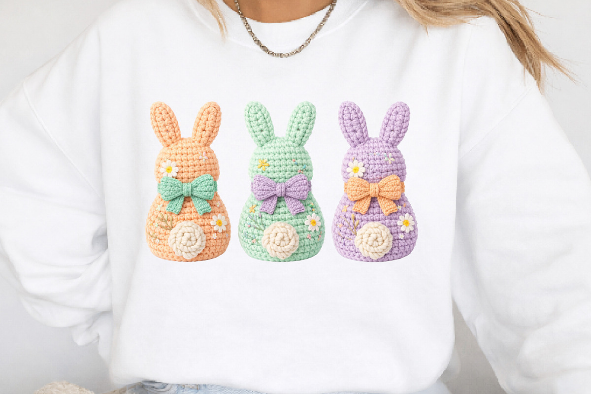 Faux Yarn Easter Bunnies png, an Illustration by Watercolor design (Photo 3 of 6)