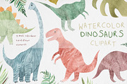Watercolor Dinosaurs Clipart, an Illustration by MilanaDesignShop (Thumbnail 1 of 5)