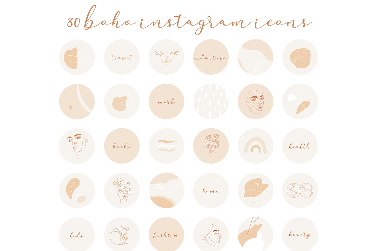 Neutral Bohemian Insta Story icons, a Social Media Template by velychko.ua (Photo 1 of 9)