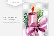 3 Watercolor Christmas Elements, a Decorative Illustration by Marina Grau (Thumbnail 2 of 2)