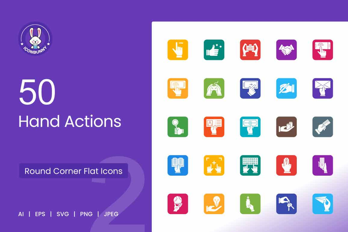 50 Hand Actions Filled Round Corner, an Icon by IconBunny (Photo 1 of 2)