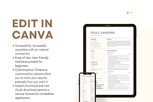 Canva Resume Template, CV Letter