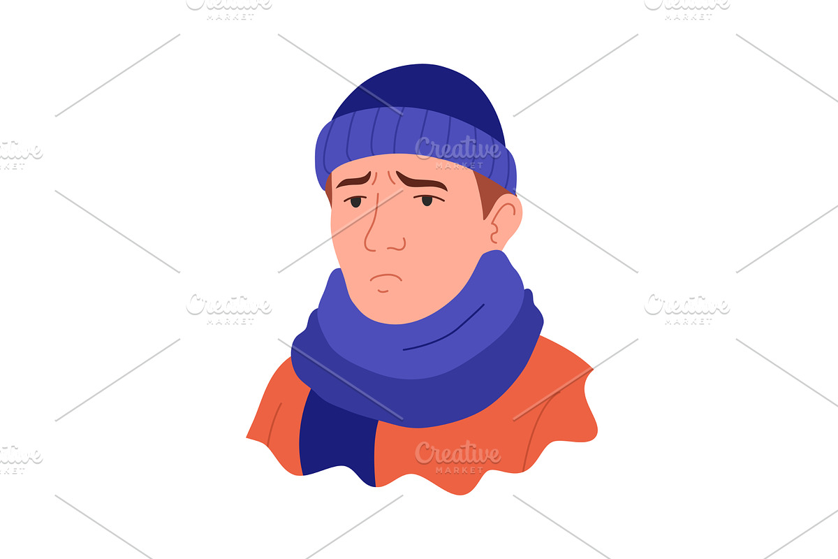 Flu symptom. Man showing cold, an Object Illustration by Things for designers