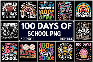 100 Days of School PNG Bundle, a Seasonal Illustration by Design Station
