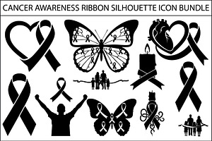 Cancer Awareness Ribbon Silhouette, a Seasonal Illustration by Designer_Momina