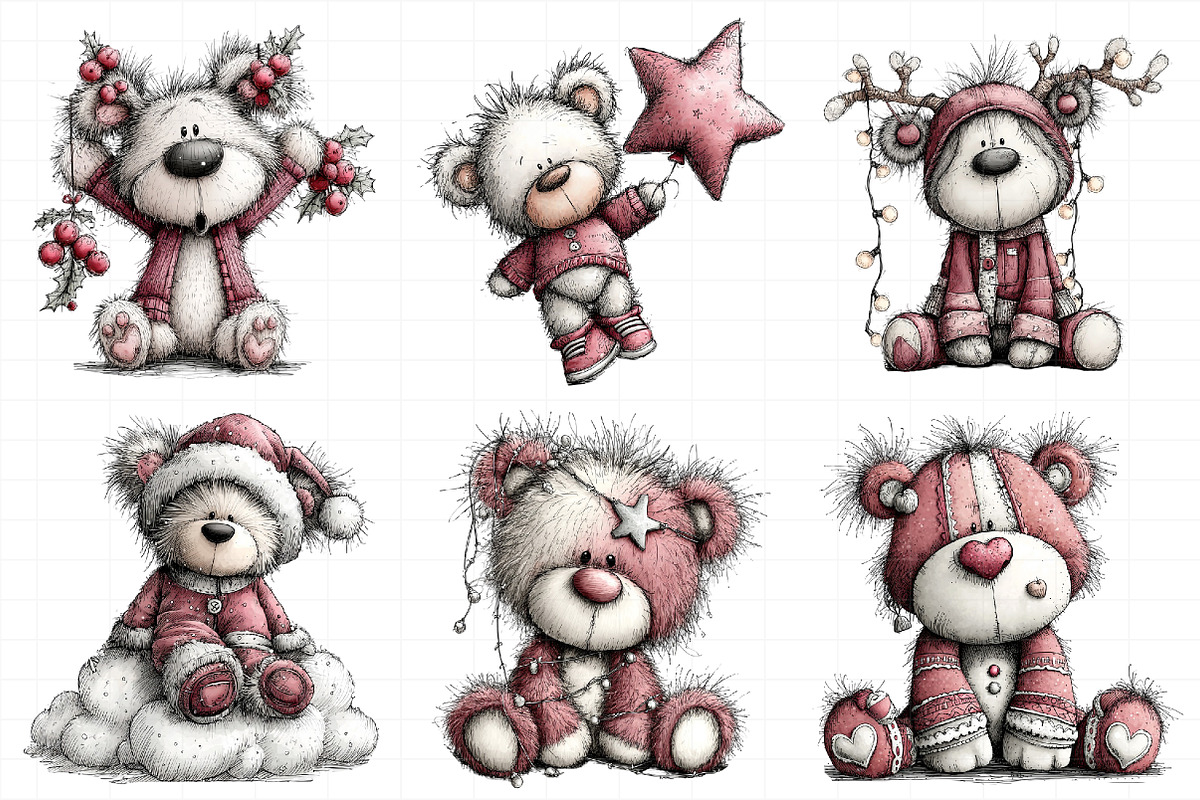 Whimsical Christmas Teddy Clipart, an Illustration by Daily.Designs (Photo 3 of 5)
