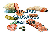 MEAT & SAUSAGES WATERCOLOR SET, a Food Illustration by wedraw (Thumbnail 3 of 4)
