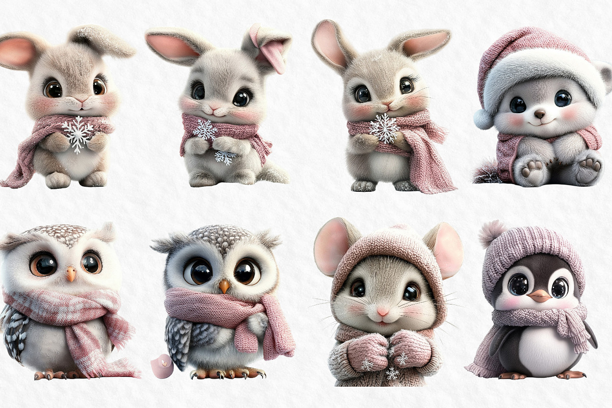 Whimsical Winter Animals Clipart, an Illustration by Watercolor design (Photo 2 of 6)