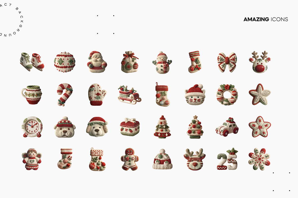 3D Knitted Christmas Icons Set, a Solid Icon by Lumeno (Photo 2 of 6)