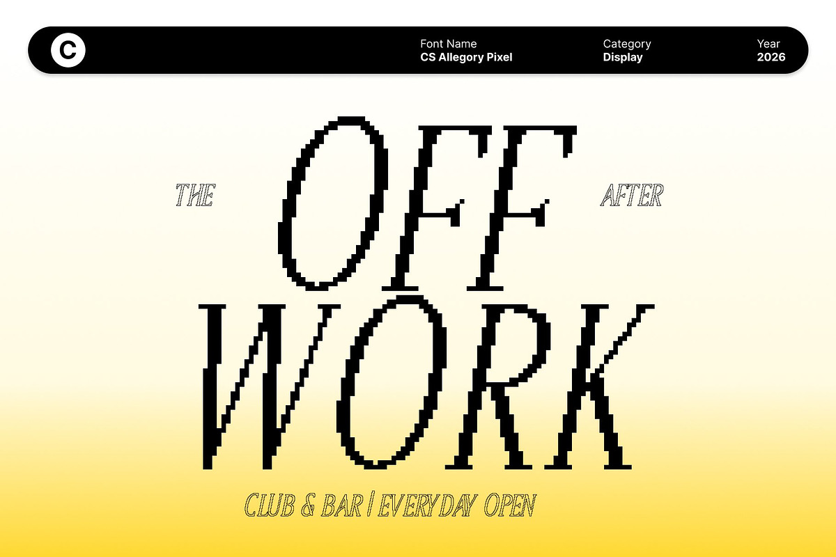 CS Allegory Pixel, a Serif Font by Craft Supply Co. (Photo 3 of 8)