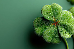 Fresh Green Four Leaf Clover with Dew Drops on Soft Background S, a Nature Photo by José Manuel Gelpi