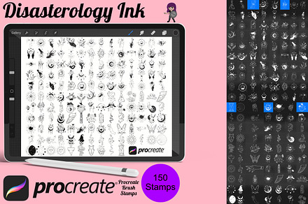 Tattoos Set 1-5 Procreate Brush, a Brush Add-On by Disasterology Ink