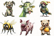 Funny Quirky Zombie Animals Clipart, an Illustration by OK Design (Thumbnail 4 of 5)