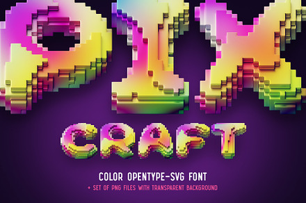 Pixcraft – Color Bitmap Font., a Symbol Font by Gleb Guralnyk