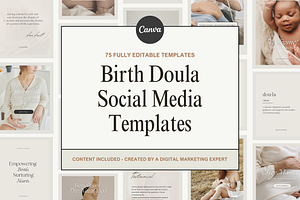 Birth Doula Social Media Templates, a Social Media Template by Gebers Marketing & Design
