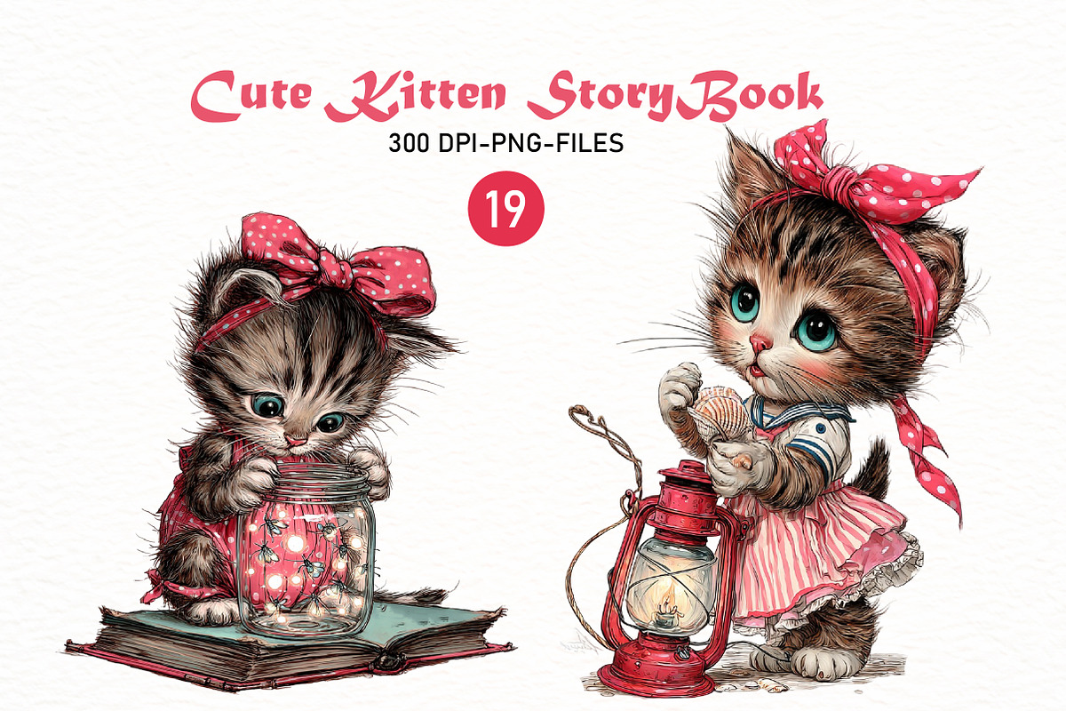 Cute Kitten StoryBook PNG Clipart, a Seasonal Illustration by Designworld (Photo 1 of 9)