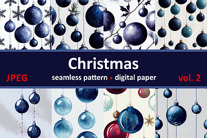 Blue Christmas decorations. Seamless