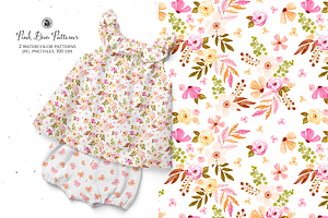 Pink Duo Watercolor Patterns, a Pattern Graphic by Webvilla Studio