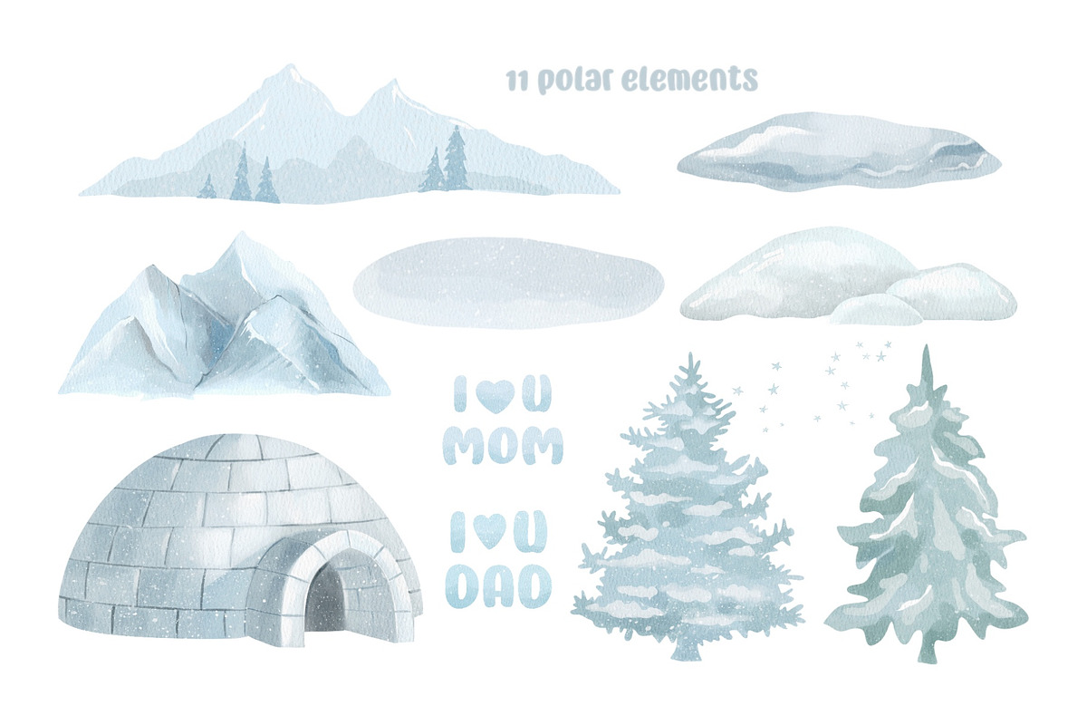 Watercolor Polar Bears Clipart, an Object Graphic by ArtGiftsStudio (Photo 4 of 5)
