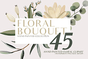 Floral Bouquet hand painted clipart, an Illustration by Cocoa studio by Eliza M (Thumbnail 1 of 6)