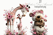 Mother's Day Animals Clipart, a Seasonal Illustration by Designking (Thumbnail 1 of 5)