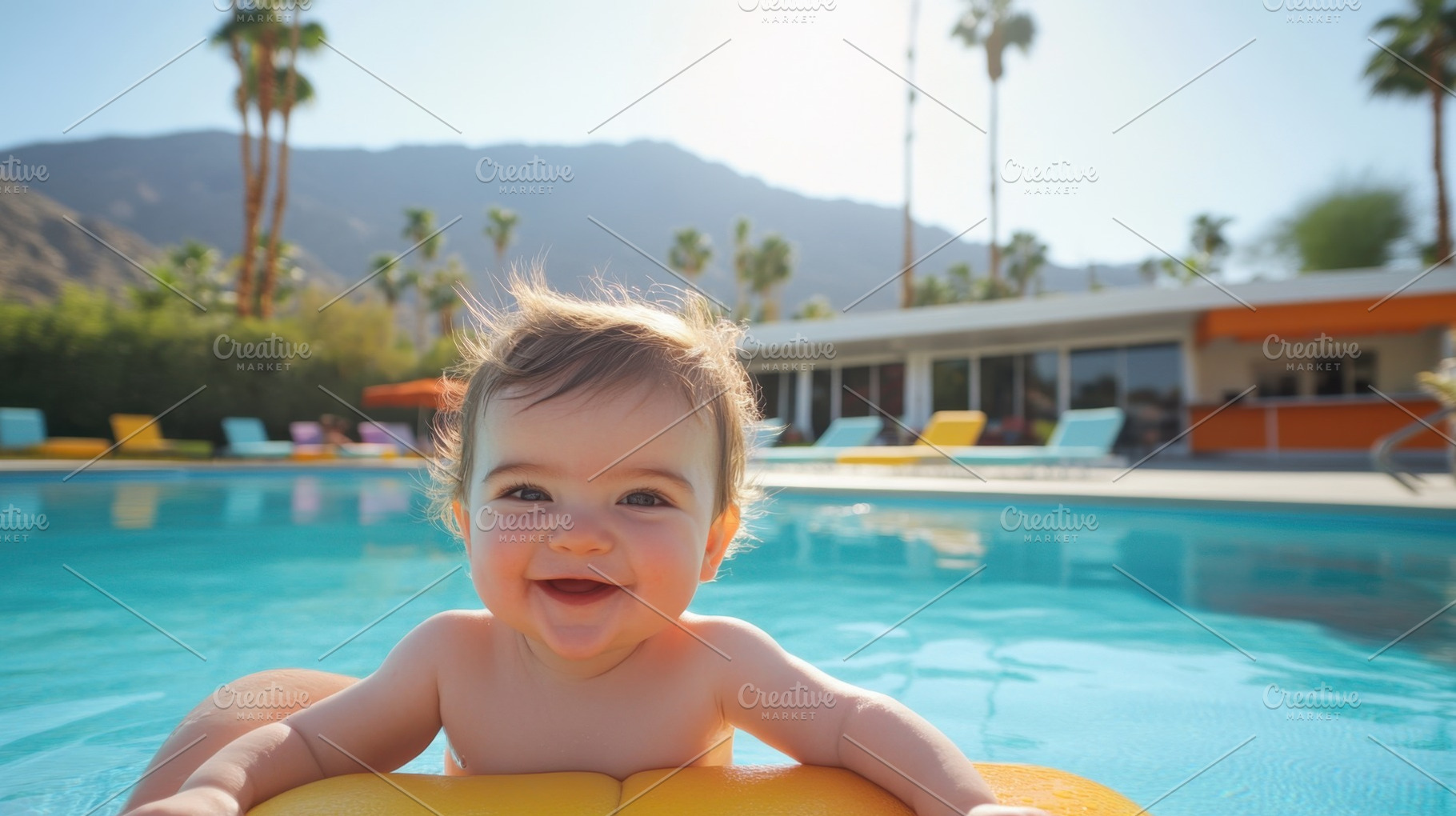 Baby loves sunny pool time, a Photo by Beautiful things